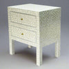 MOTHER OF PEARL NOIR BEDSIDE TABLE CREAM HUE SIDE TABLE Philbee Interiors 