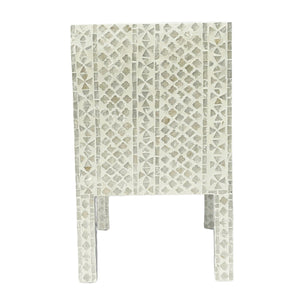 MOTHER OF PEARL NOIR BEDSIDE TABLE CREAM HUE SIDE TABLE Philbee Interiors 