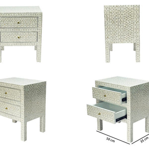 MOTHER OF PEARL NOIR BEDSIDE TABLE CREAM HUE SIDE TABLE Philbee Interiors 