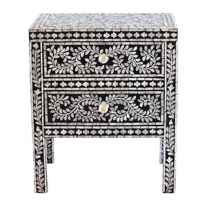 MOTHER OF PEARL NOIR BEDSIDE TABLE BEDSIDE Philbee Interiors 