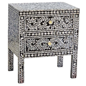 MOTHER OF PEARL NOIR BEDSIDE TABLE BEDSIDE Philbee Interiors 