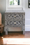 MOTHER OF PEARL NOIR BEDSIDE TABLE BEDSIDE Philbee Interiors 