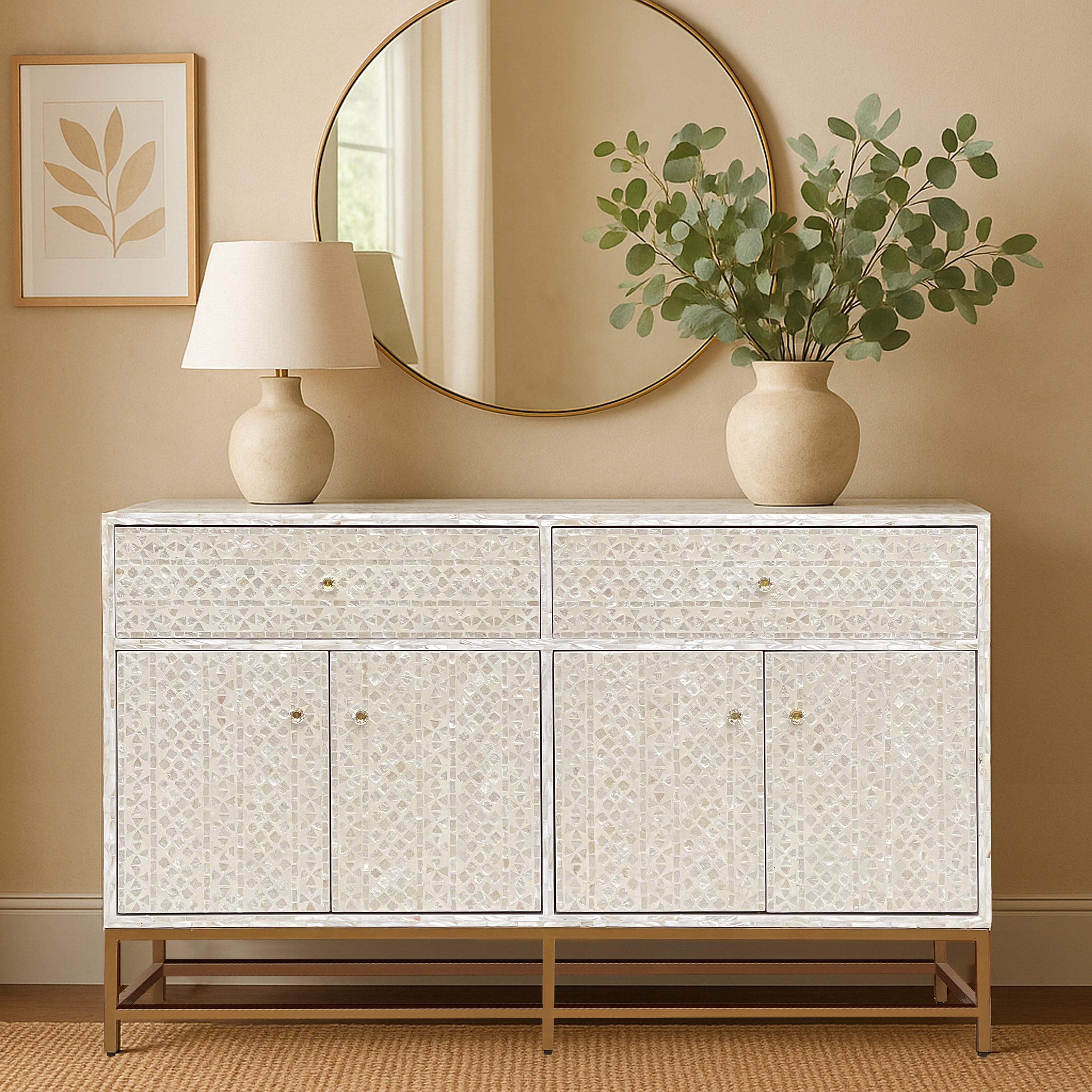 MOTHER OF PEARL GRANDIOSE SIDEBOARD LIGHT HUE Cabinets & Storage Philbee Interiors 