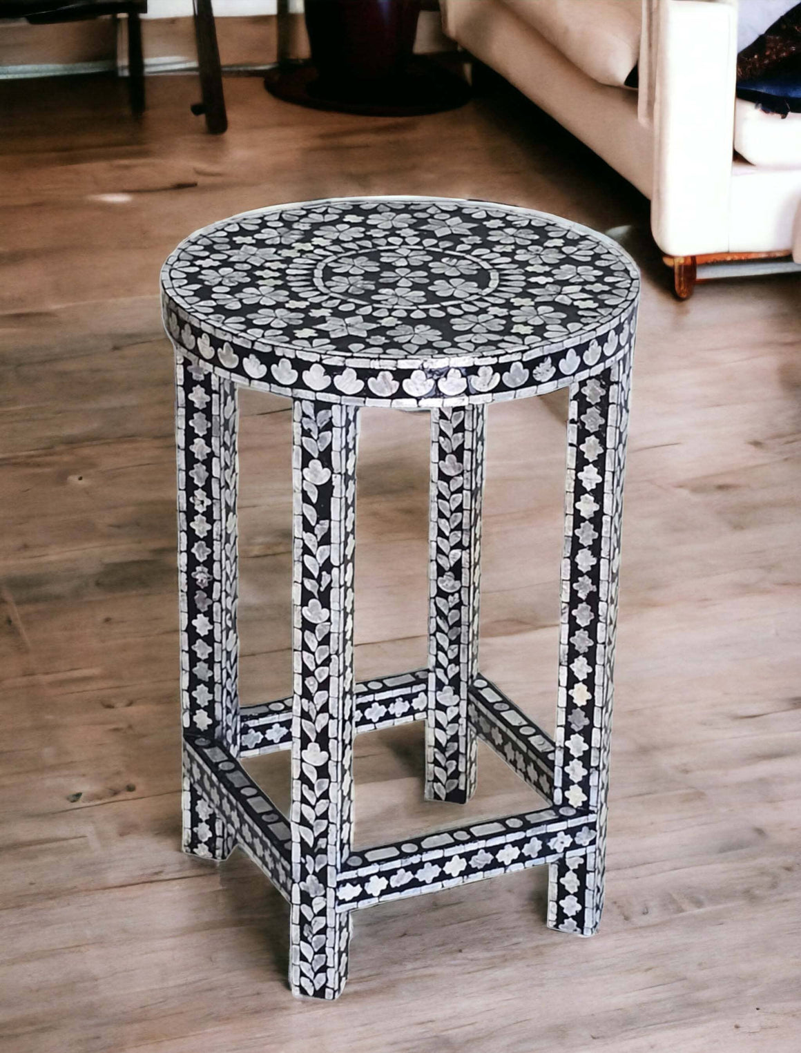 MOTHER OF PEARL MONOCHROME SPLENDOUR SIDE TABLE SIDE TABLE Philbee Interiors 
