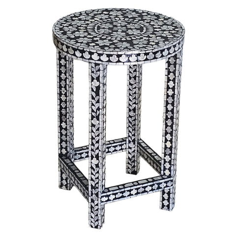 MOTHER OF PEARL MONOCHROME SPLENDOUR SIDE TABLE SIDE TABLE Philbee Interiors 