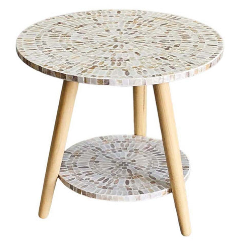 MOTHER OF PEARL MOSAIC HARMONY TW0-TIERED SIDE TABLE Coffee table Philbee Interiors 