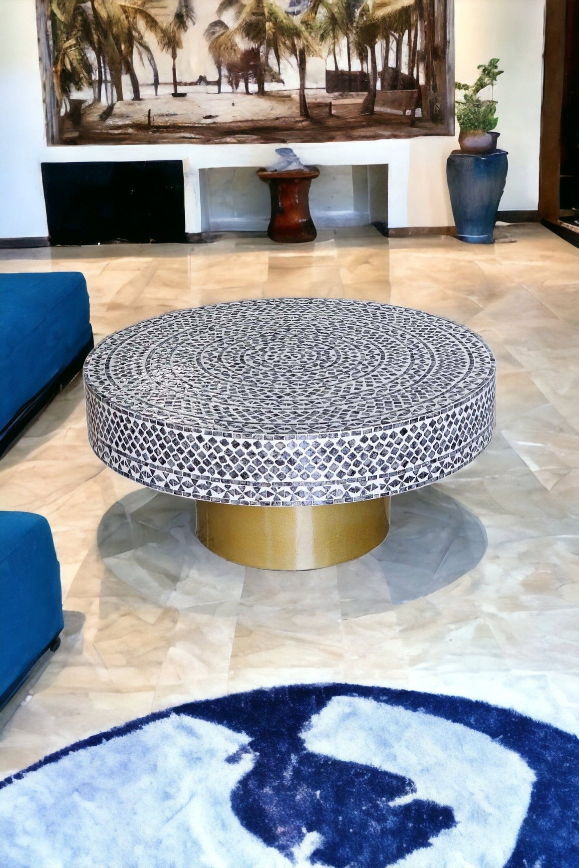 MOTHER OF PEARL OBSIDIAN LUXE COFFEE TABLE Coffee Tables Philbee Interiors 