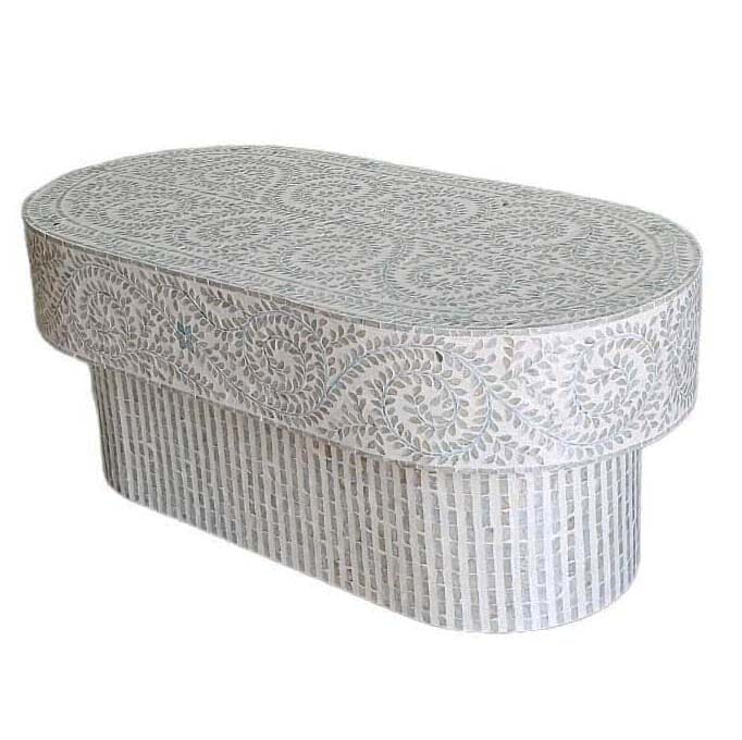 MOTHER OF PEARL SERENITY OVAL PEARL COFFEE TABLE Coffee Tables Philbee Interiors 
