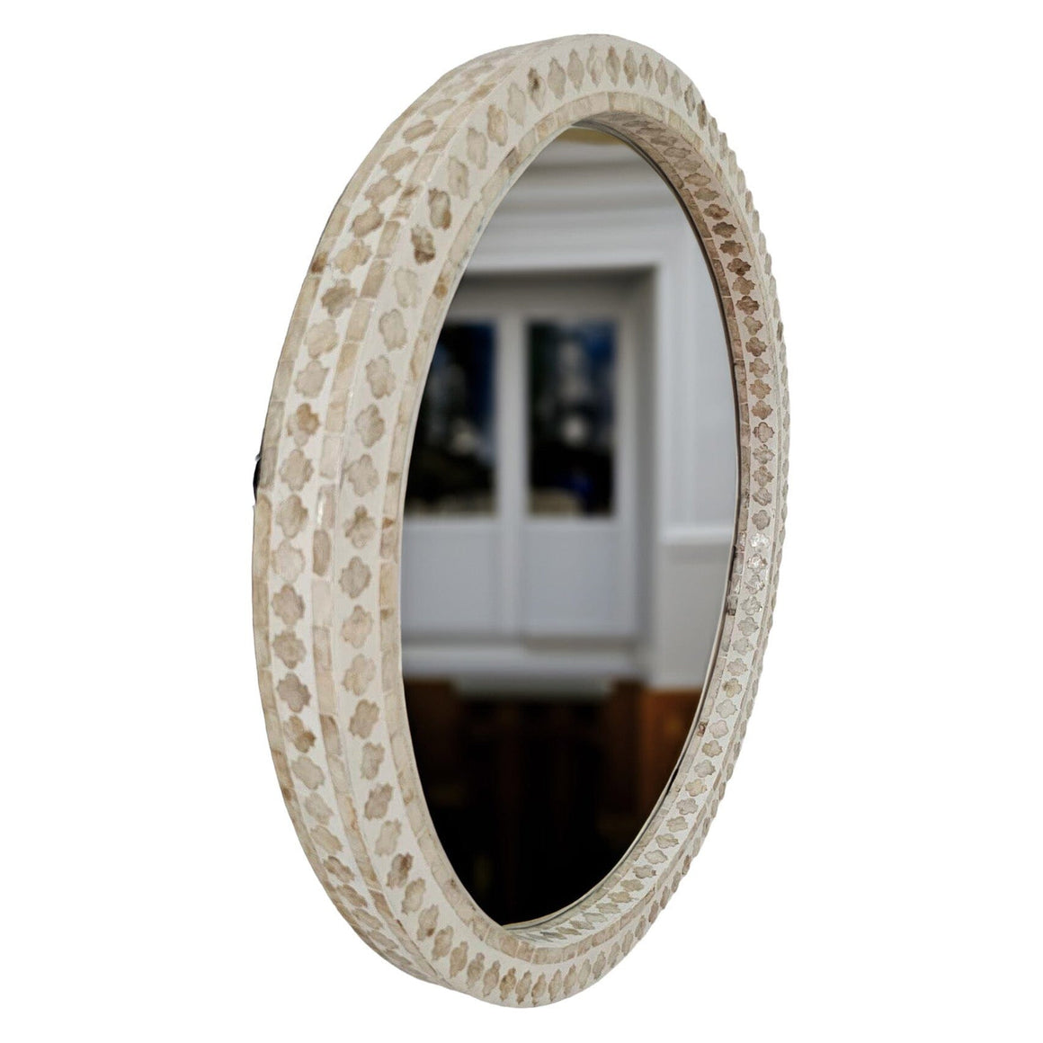 MOTHER OF PEARL RADIANCE ROUND WALL MIRROR Decor Philbee Interiors 