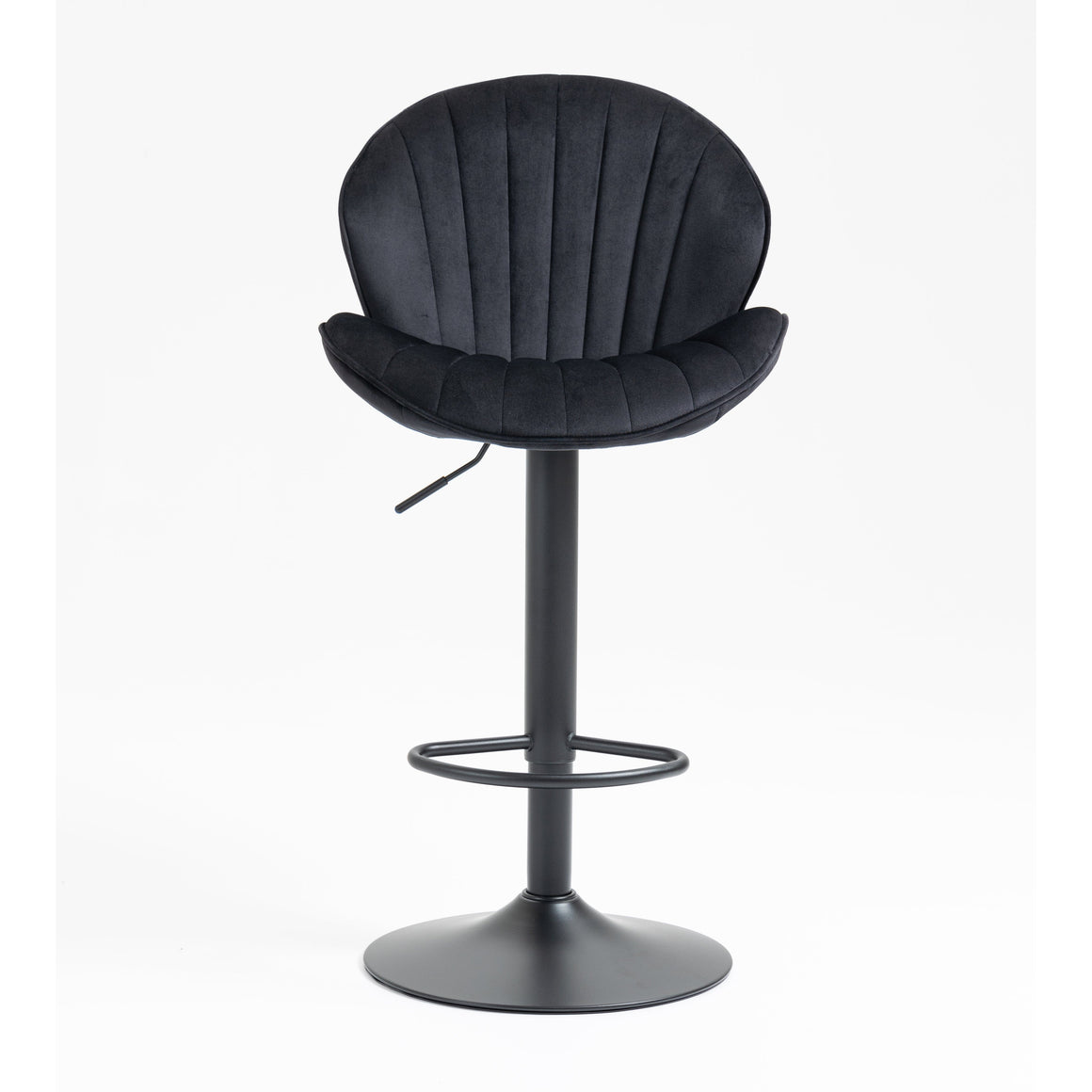 JARDENE VELVET GAS LIFT BAR STOOL WITH BLACK METAL BASE Table & Bar Stools Philbee Interiors 
