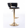 SWANKY BLACK VELVET AND GOLD GAS LIFT BAR STOOL Table & Bar Stools Philbee Interiors 