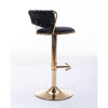 SWANKY BLACK VELVET AND GOLD GAS LIFT BAR STOOL Table & Bar Stools Philbee Interiors 