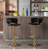 SWANKY BLACK VELVET AND GOLD GAS LIFT BAR STOOL Table & Bar Stools Philbee Interiors 