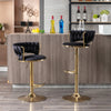 SWANKY BLACK VELVET AND GOLD GAS LIFT BAR STOOL Table & Bar Stools Philbee Interiors 