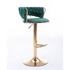 SWANKY EMERALD VELVET AND GOLD GAS LIFT BAR STOOL Table & Bar Stools Philbee Interiors 