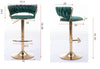 SWANKY EMERALD VELVET AND GOLD GAS LIFT BAR STOOL Table & Bar Stools Philbee Interiors 