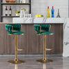 SWANKY EMERALD VELVET AND GOLD GAS LIFT BAR STOOL Table & Bar Stools Philbee Interiors 