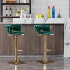 SWANKY EMERALD VELVET AND GOLD GAS LIFT BAR STOOL Table & Bar Stools Philbee Interiors 