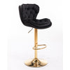 PLUSH VELVET BLACK AND GOLD GAS LIFT BAR STOOL Table & Bar Stools Philbee Interiors 