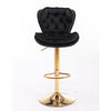 PLUSH VELVET BLACK AND GOLD GAS LIFT BAR STOOL Table & Bar Stools Philbee Interiors 