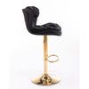 PLUSH VELVET BLACK AND GOLD GAS LIFT BAR STOOL Table & Bar Stools Philbee Interiors 