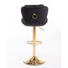 PLUSH VELVET BLACK AND GOLD GAS LIFT BAR STOOL Table & Bar Stools Philbee Interiors 