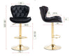 PLUSH VELVET BLACK AND GOLD GAS LIFT BAR STOOL Table & Bar Stools Philbee Interiors 