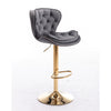 PLUSH VELVET GREY AND GOLD GAS LIFT BAR STOOL Table & Bar Stools Philbee Interiors 