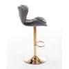 PLUSH VELVET GREY AND GOLD GAS LIFT BAR STOOL Table & Bar Stools Philbee Interiors 