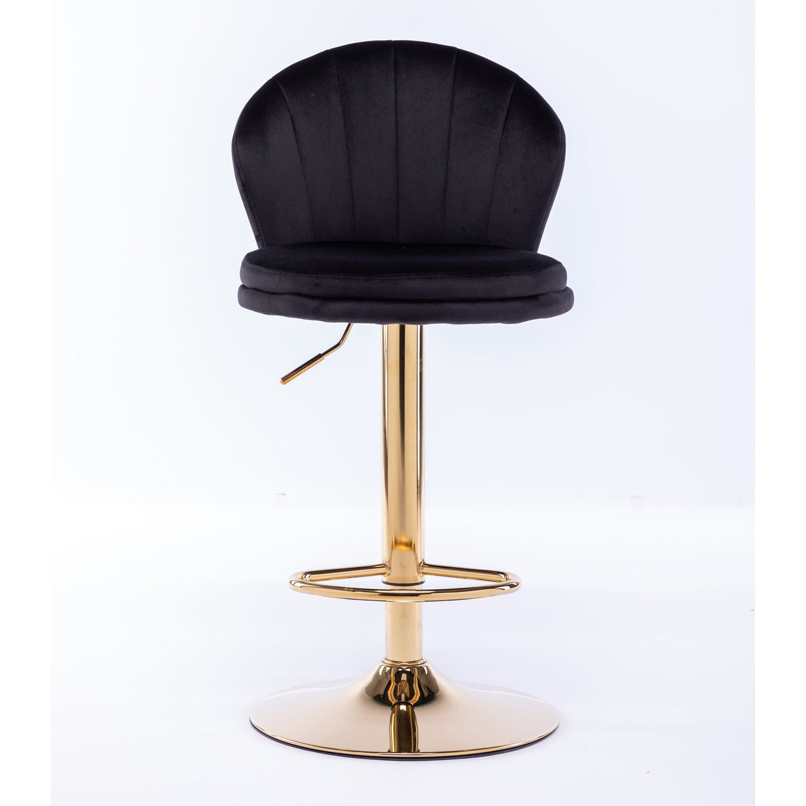 FLOTZ VELVET AND GOLD GAS LIFT BAR STOOL Table & Bar Stools Philbee Interiors 