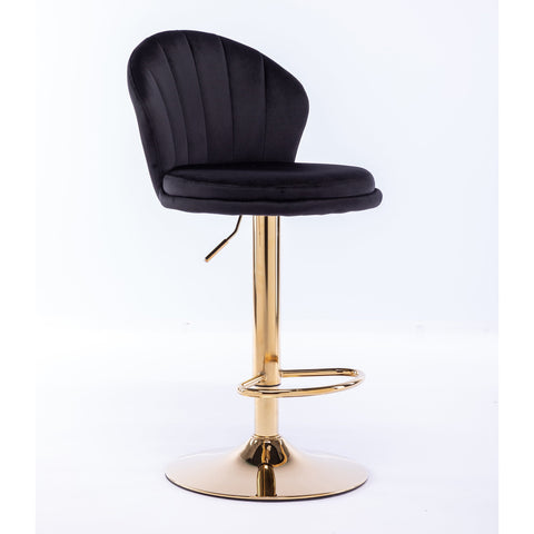 FLOTZ VELVET AND GOLD GAS LIFT BAR STOOL Table & Bar Stools Philbee Interiors 