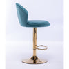 FLOTZ VELVET AND GOLD GAS LIFT BAR STOOL Table & Bar Stools Philbee Interiors 