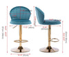 FLOTZ VELVET AND GOLD GAS LIFT BAR STOOL Table & Bar Stools Philbee Interiors 