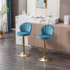 FLOTZ VELVET AND GOLD GAS LIFT BAR STOOL Table & Bar Stools Philbee Interiors 