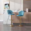 FLOTZ VELVET AND GOLD GAS LIFT BAR STOOL Table & Bar Stools Philbee Interiors 