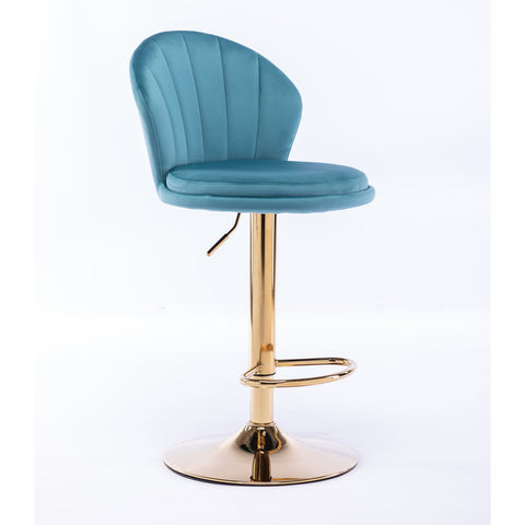 FLOTZ VELVET AND GOLD GAS LIFT BAR STOOL Table & Bar Stools Philbee Interiors 