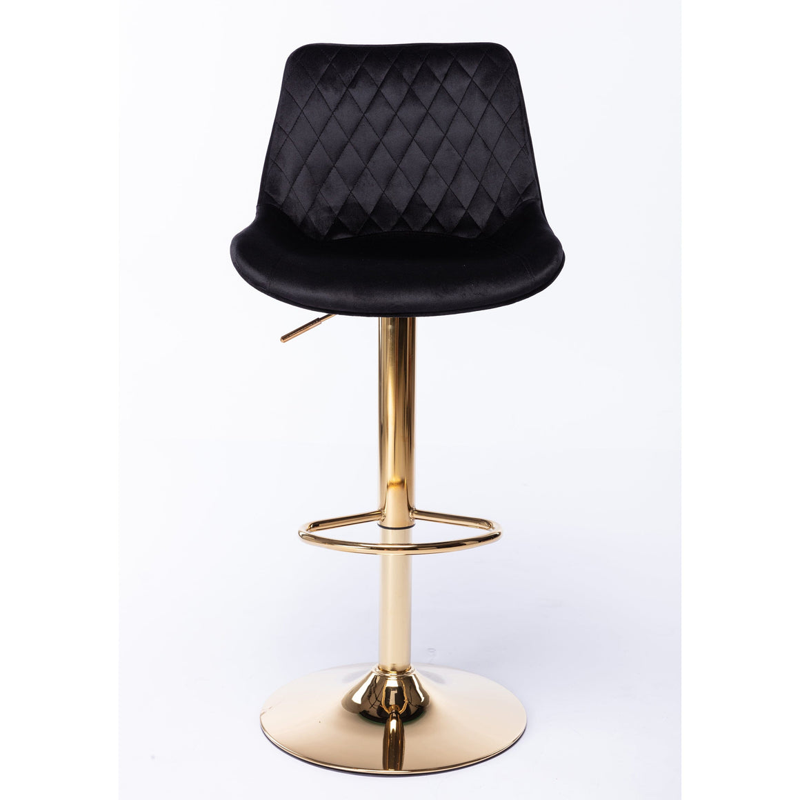 GEORGY BALCK VELVET AND GOLD GAS LIFT BAR STOOL Table & Bar Stools Philbee Interiors 