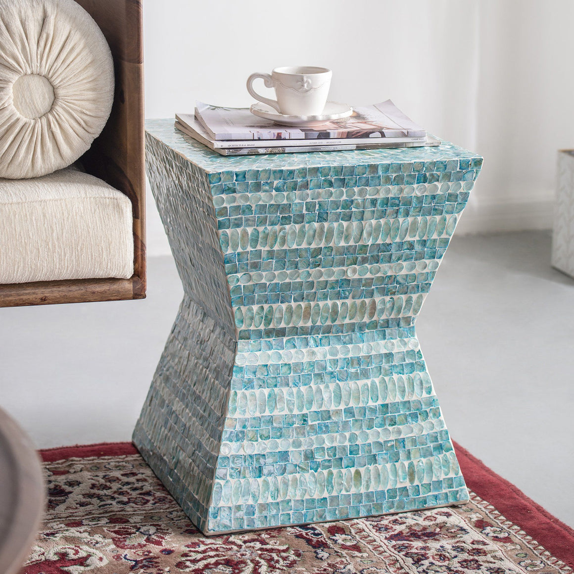 MOROCCO SHELL STOOL/SIDE TABLE Philbee Interiors 