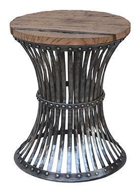 INVERTED WOOD AND IRON STOOL Philbee Interiors 