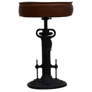 INDUSTRIAL PARIS WIND UP CAST IRON BAR STOOL Philbee Interiors 