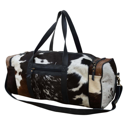 COWHIDE PATCH OVERNIGHT BAG Philbee Interiors 