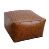 SQUARE LATTICED LEATHER OTTOMAN Philbee Interiors 