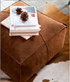 SUEDE TEXTURE LEATHER OTTOMAN Philbee Interiors 